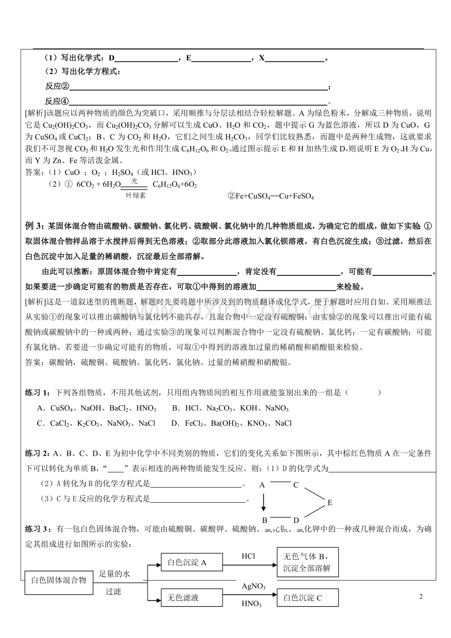 初中化学推断题解题技巧举一反三-精讲.doc_第2页