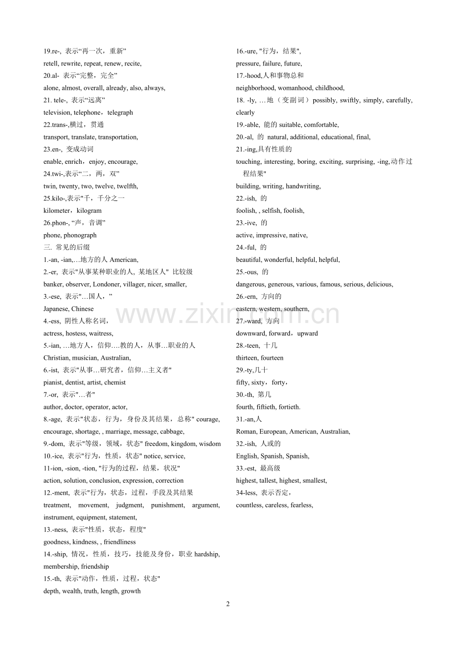 初中常用英语词根词缀(精简).doc_第2页