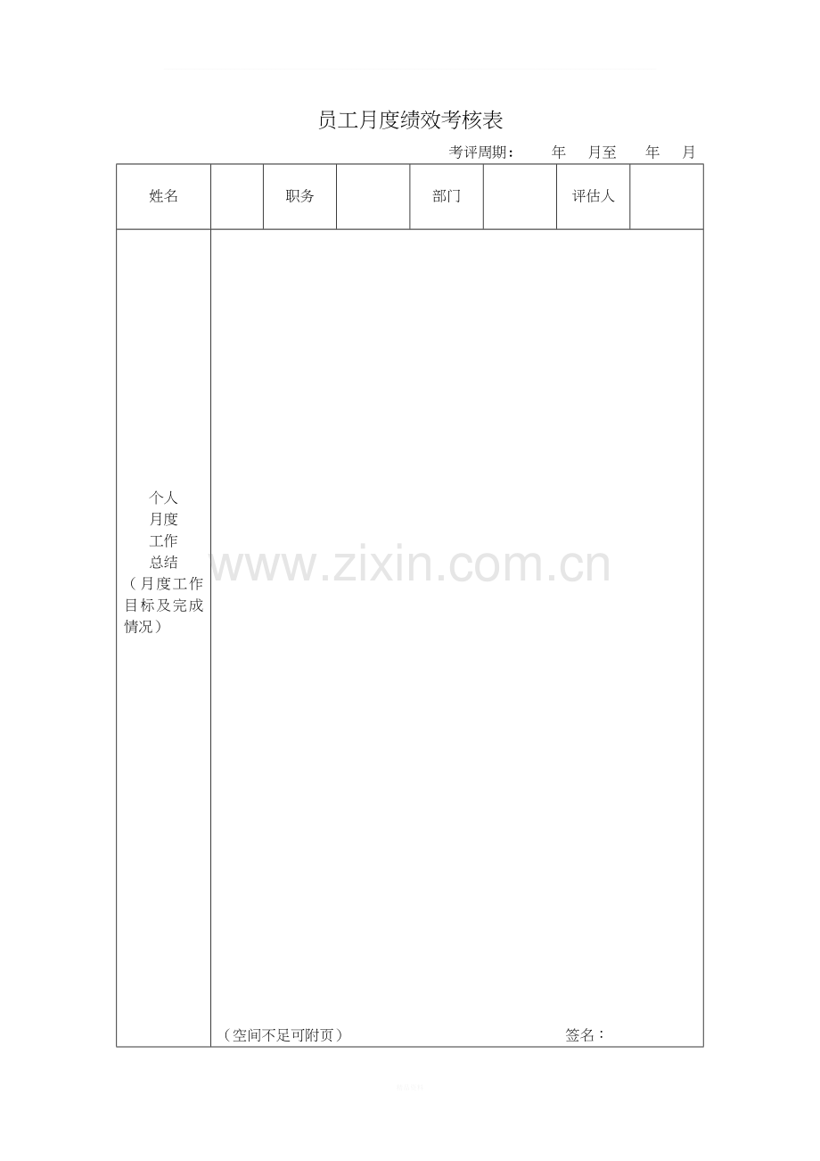 员工月度绩效考核表详细版.doc_第1页