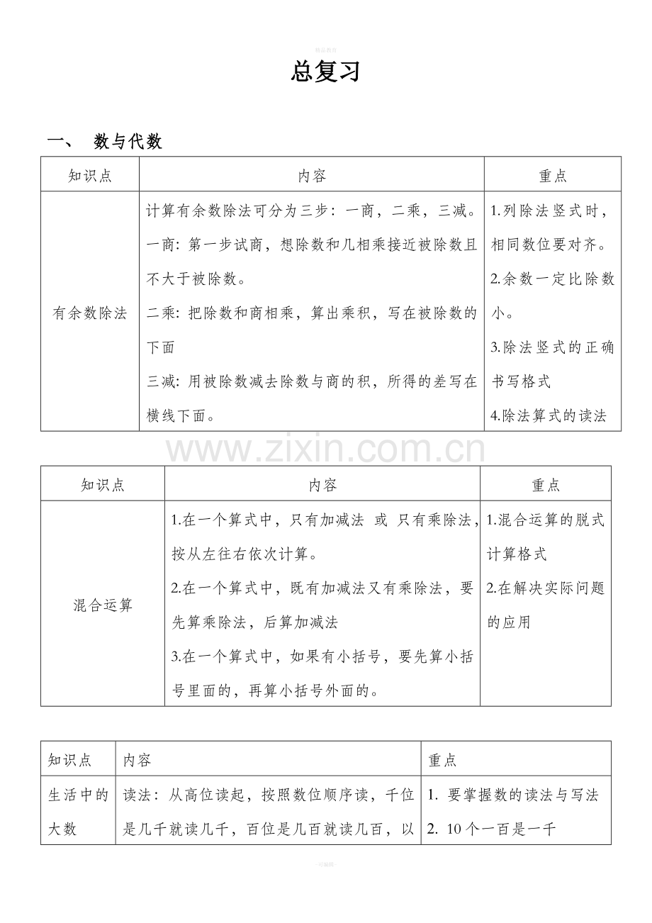 北大版小学数学二年级下册知识点归纳.doc_第1页