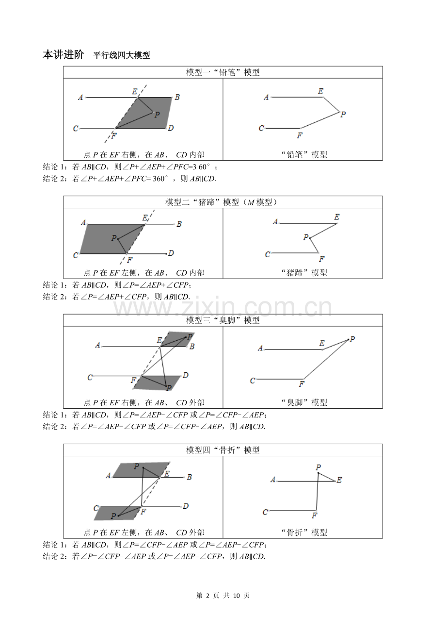 七年级尖子班讲义第1讲平行线四大模型.pdf_第2页