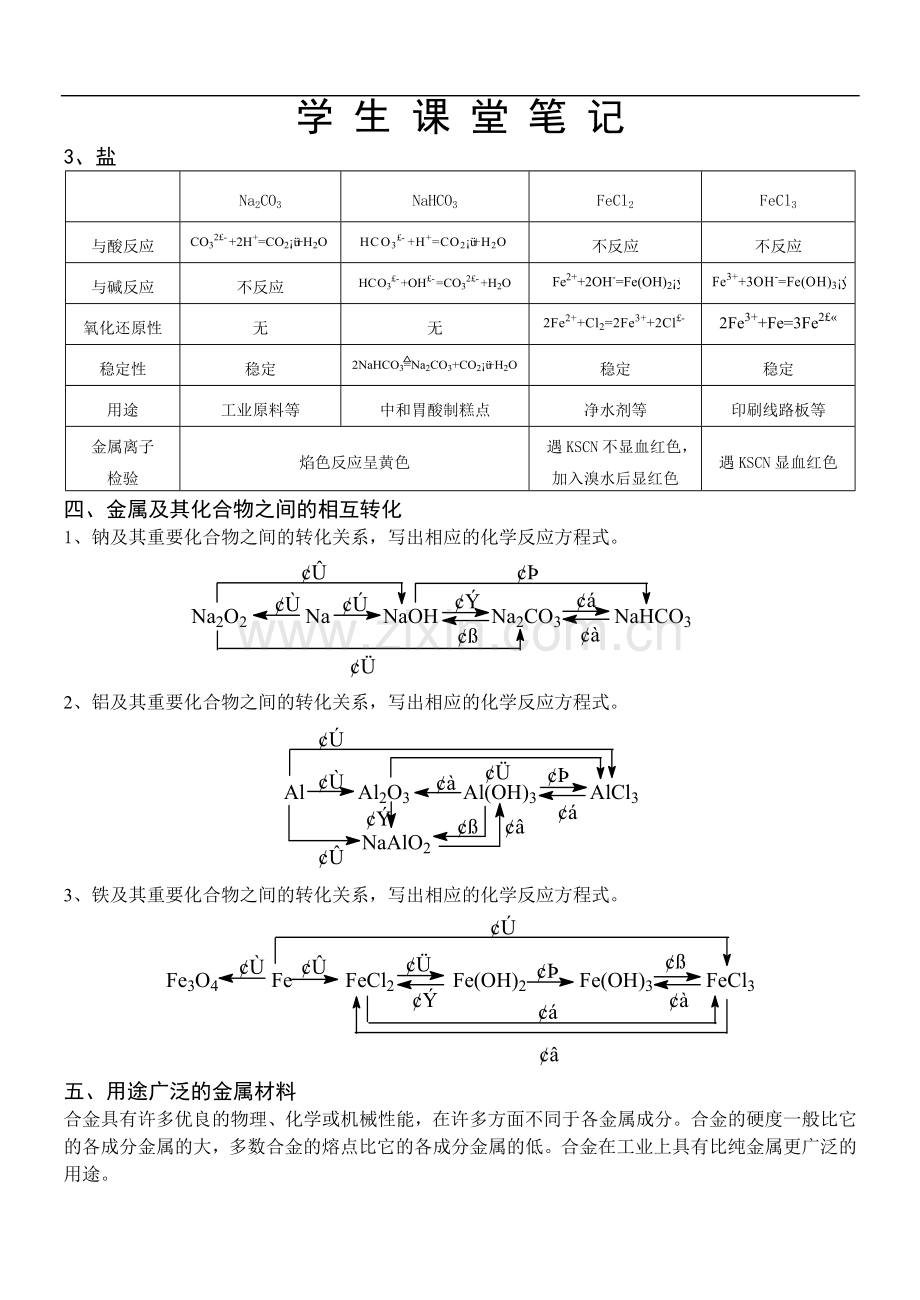 高考化学金属及其化合物测试题.doc_第2页