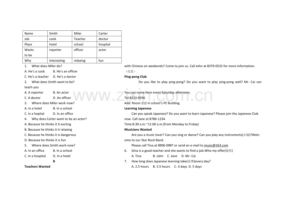 七年级下册英语第四单元测试题(含答案).pdf_第2页