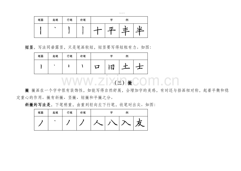 汉字基本笔画特点与写法.doc_第3页