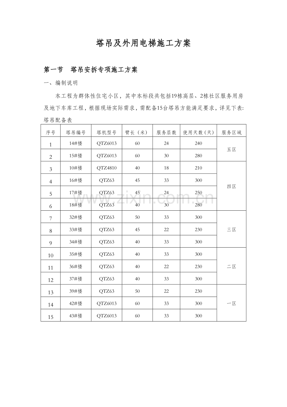 群塔及施工电梯施工方案.doc_第1页