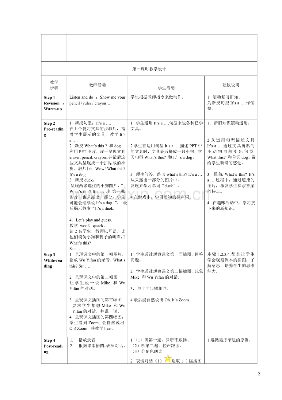 -新版PEP小学英语三年级上册教学设计unit4.doc_第2页