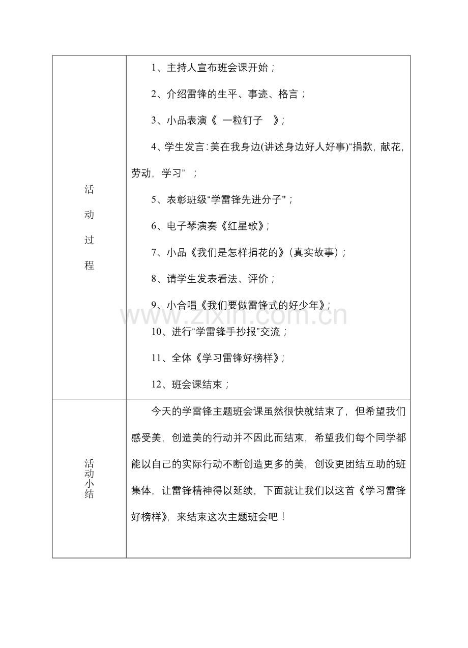 主题班会活动记录表(学雷锋).doc_第2页