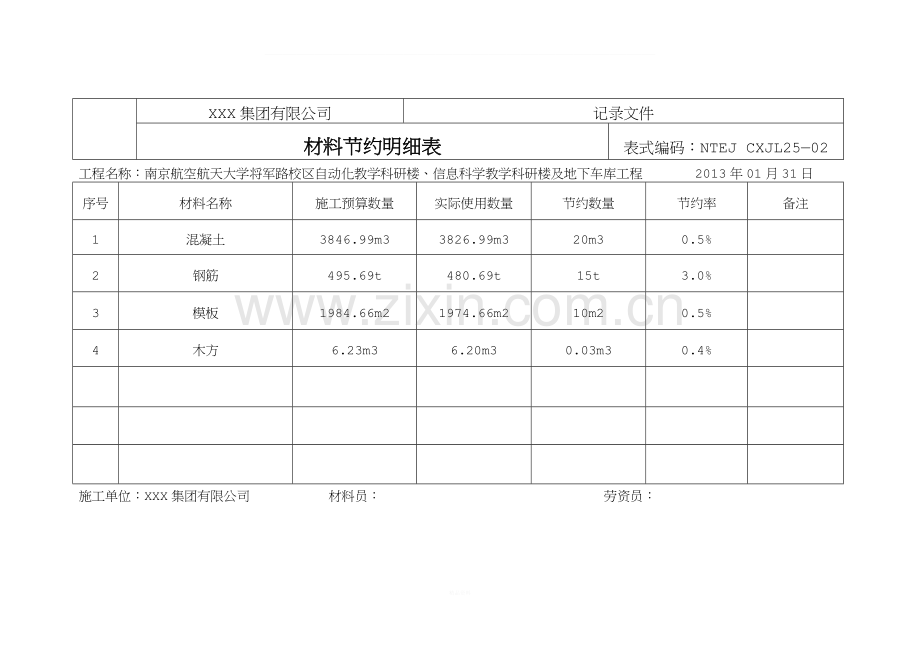 材料节约明细表.doc_第1页