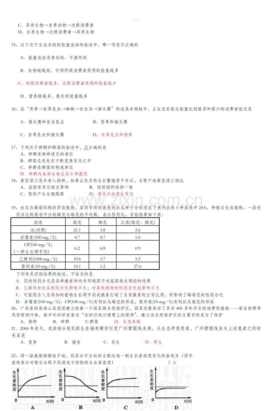 高中生物必修3期末复习试题选编.doc_第2页