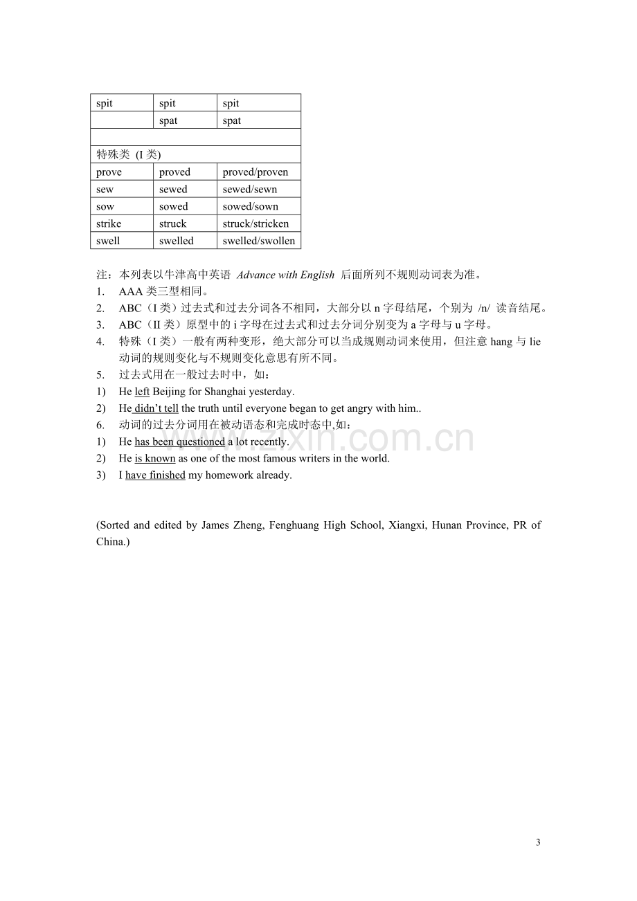 动词的过去式和过去分词(高中版).doc_第3页