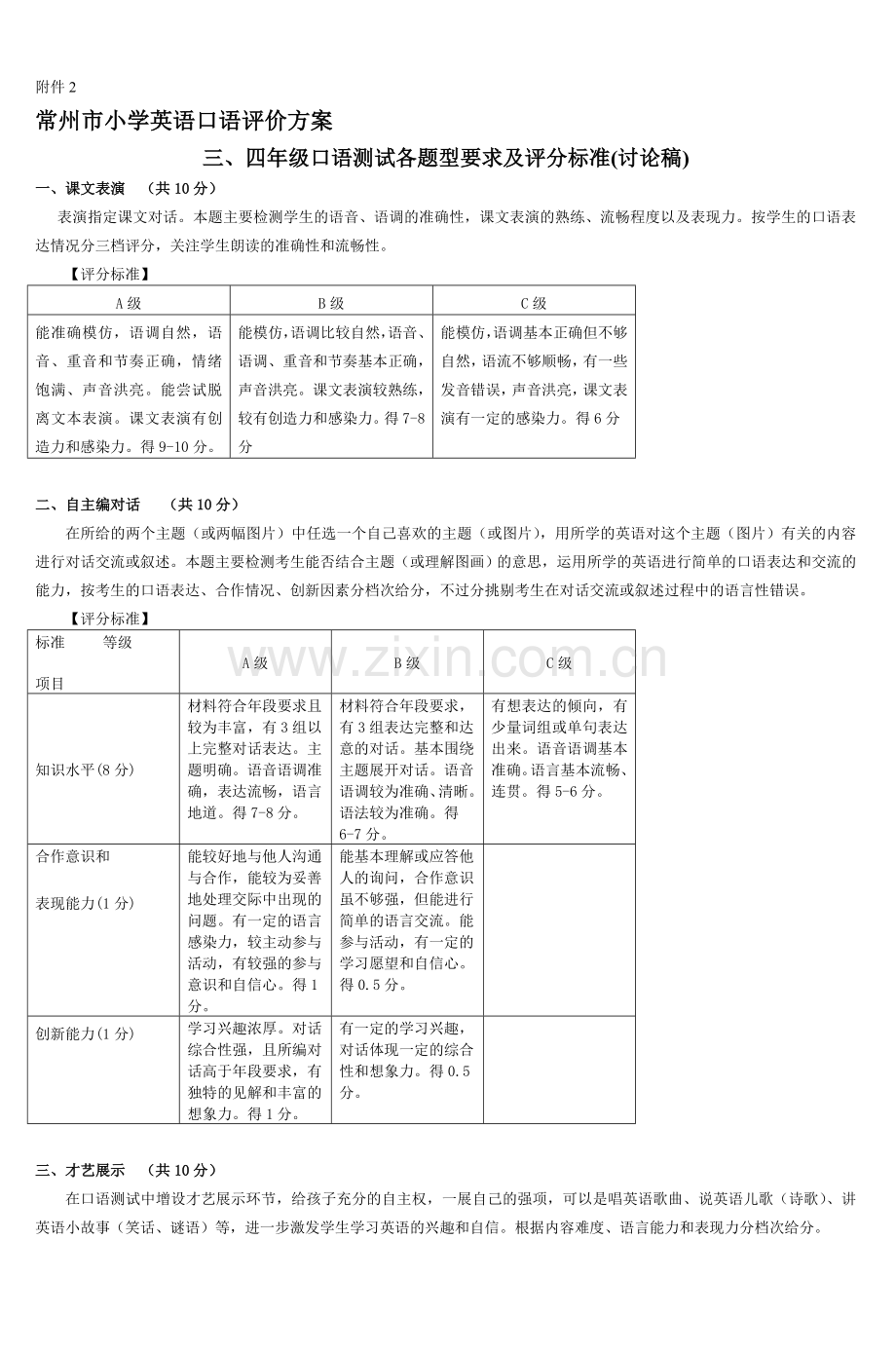 三、四年级口语测试各题型要求及评分标准(.doc_第1页