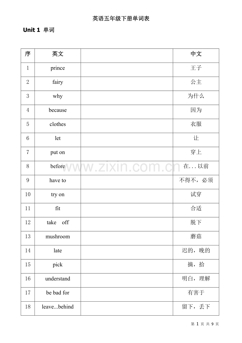 苏教版五年级下册英语单词表.doc_第1页