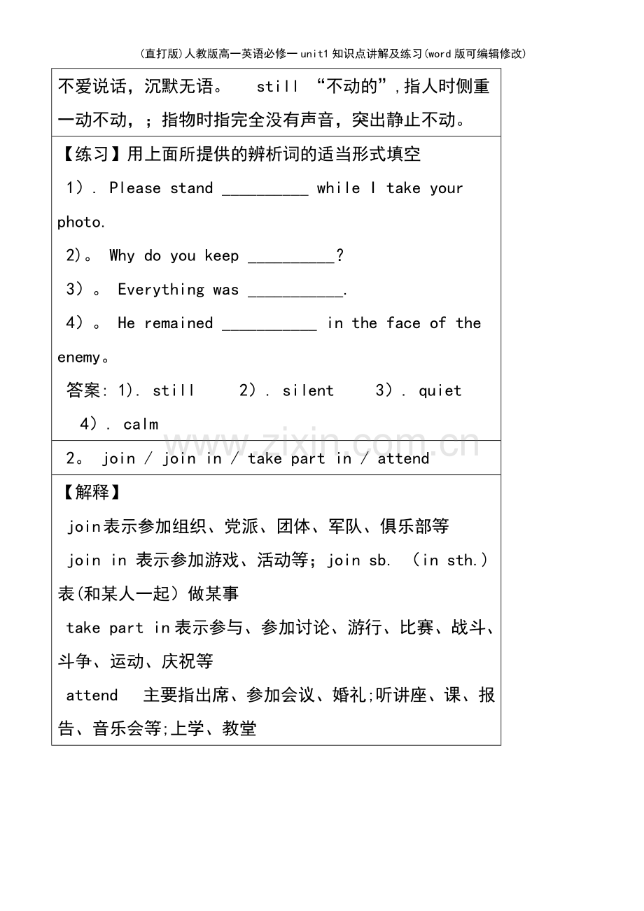 人教版高一英语必修一unit1知识点讲解及练习.pdf_第3页