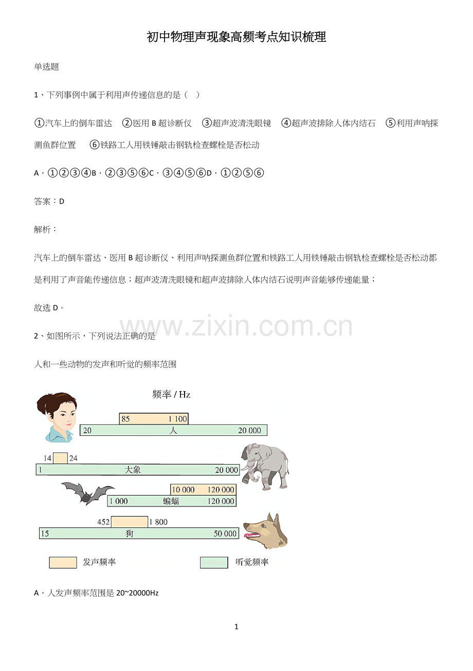 初中物理声现象高频考点知识梳理.docx_第1页