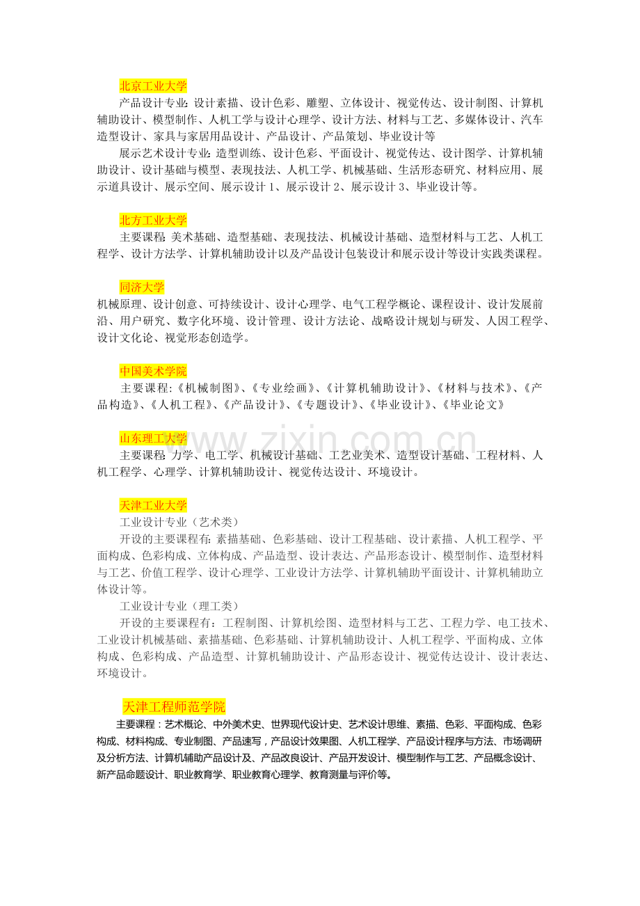 高校工业设计主要课程.doc_第1页