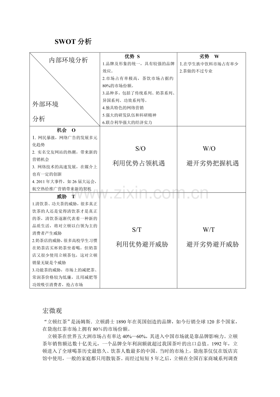 立顿红茶SWOT分析.doc_第1页