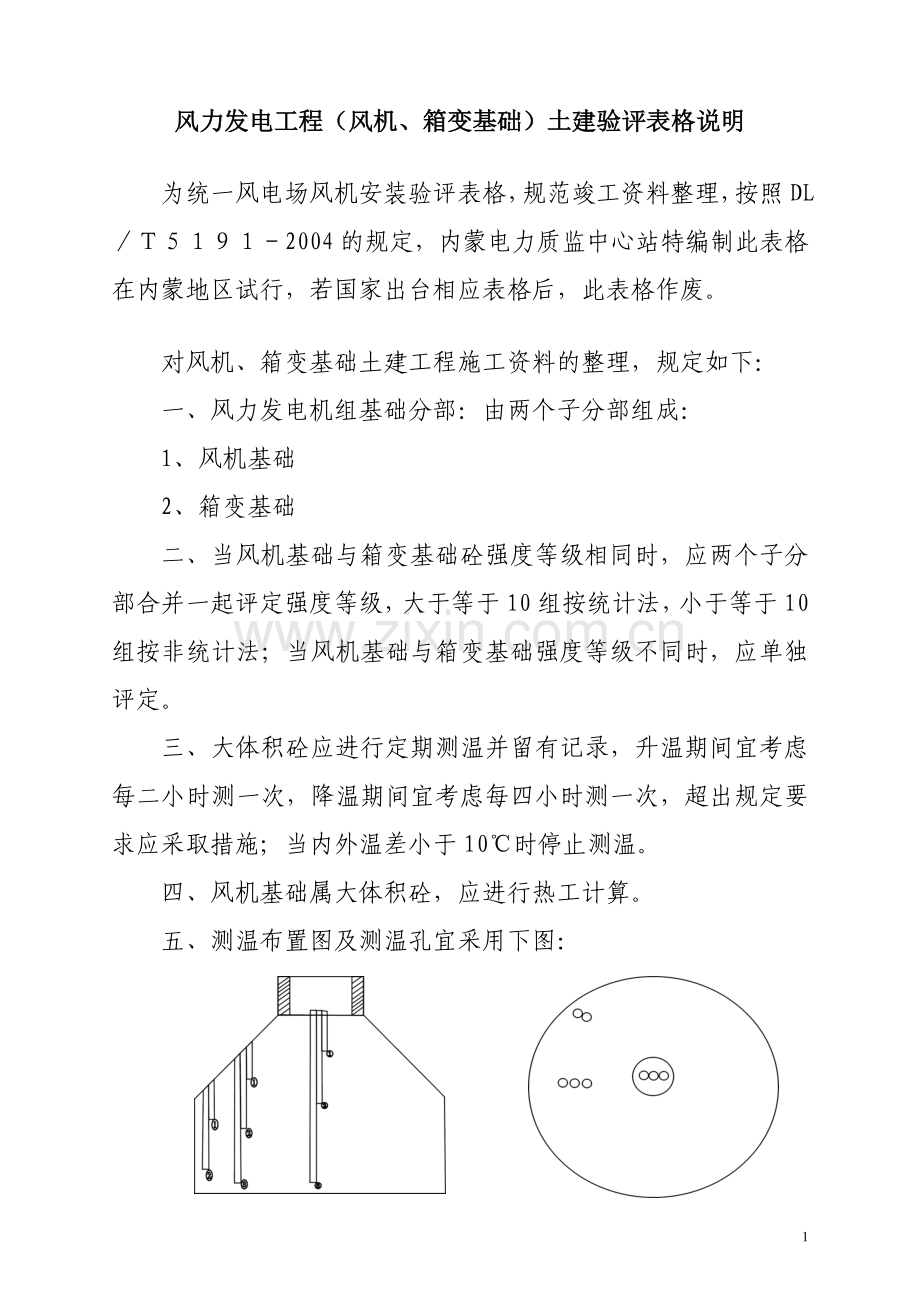 风机基础工程质量检验划分评定表.doc_第1页