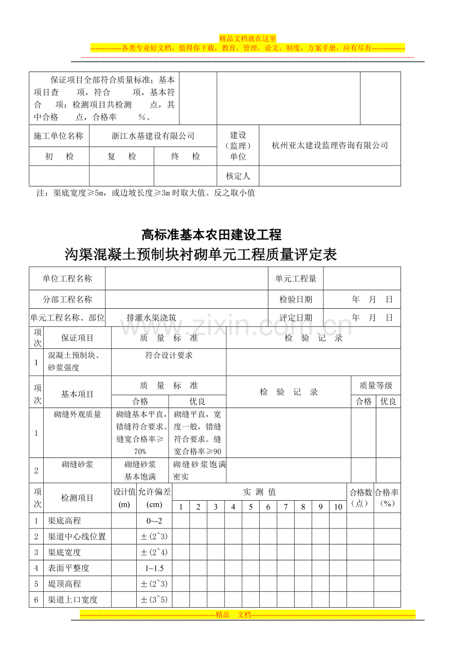 高标准基本农田建设项目单元工程质量评定表.doc_第3页