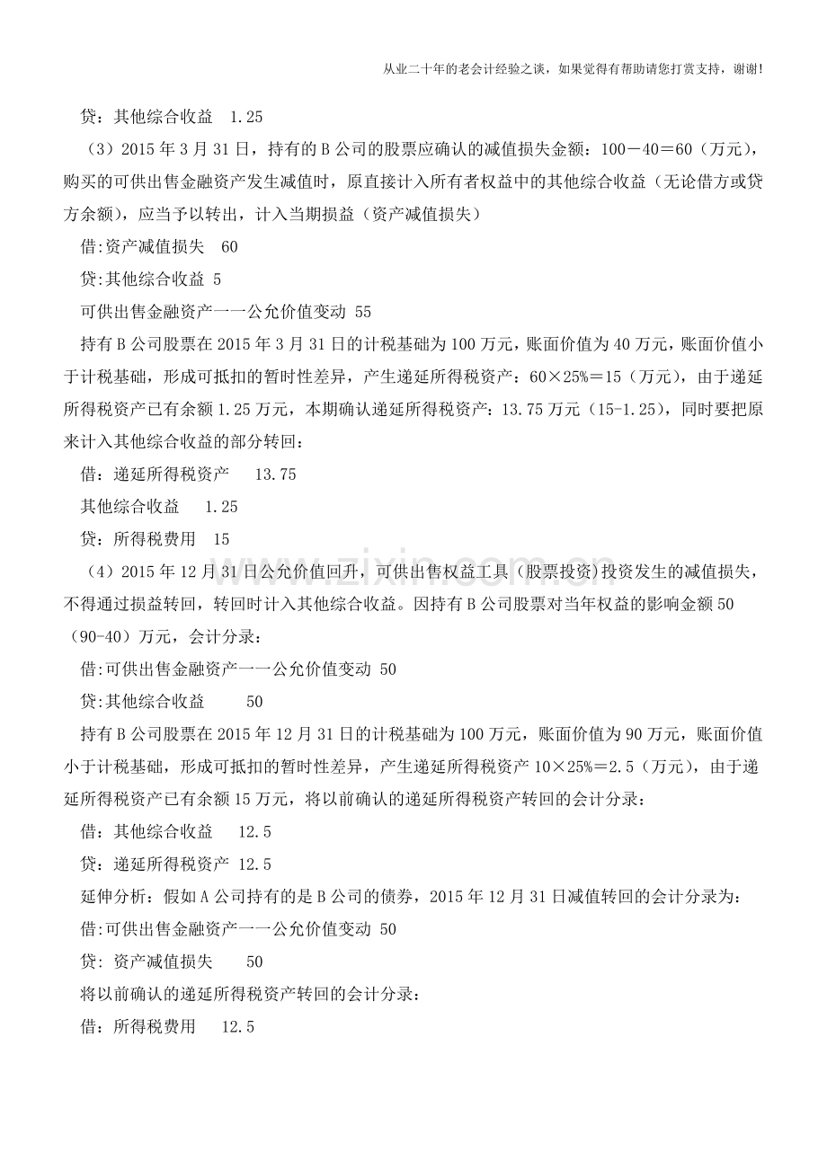 可供出售权益投资减值转回会计处理【会计实务经验之谈】.doc_第3页