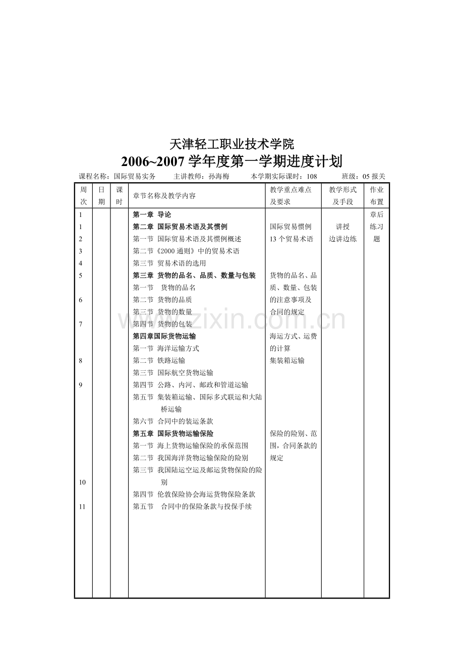 天津轻工职业技术学院2006-2007学年度第一学期学期授课进度计划.doc_第2页