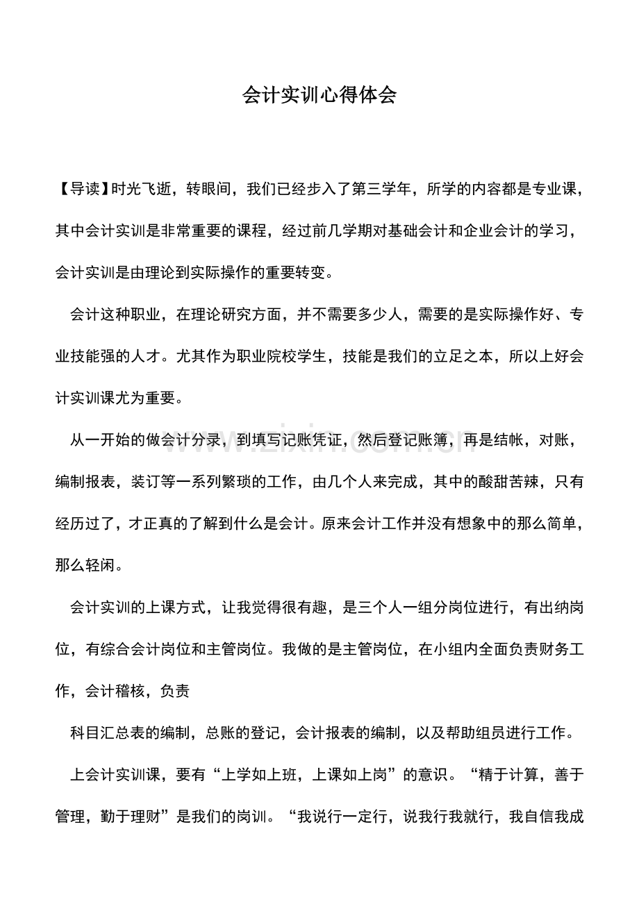 会计实务：会计实训心得体会.doc_第1页