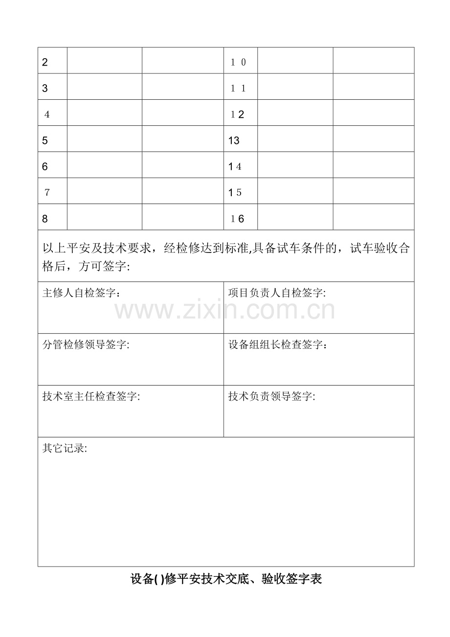 设备安全技术交底、验收签字表.doc_第2页