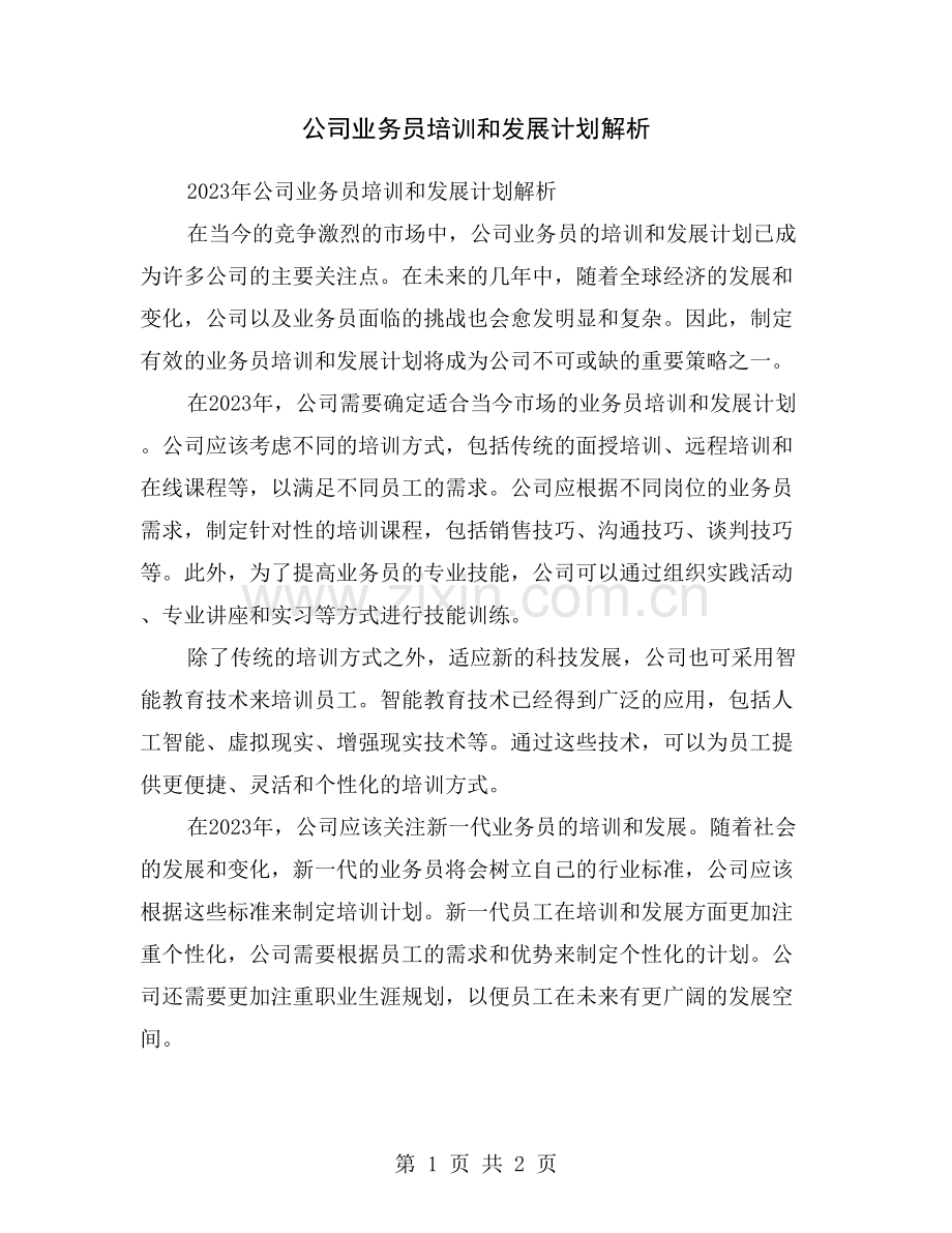 公司业务员培训和发展计划解析.doc_第1页