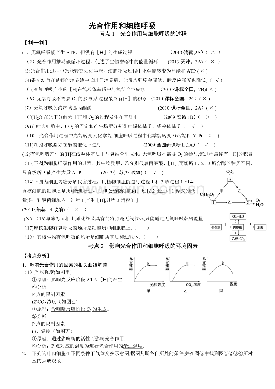 细胞代谢——光合作用和呼吸作用2014.4.doc_第1页