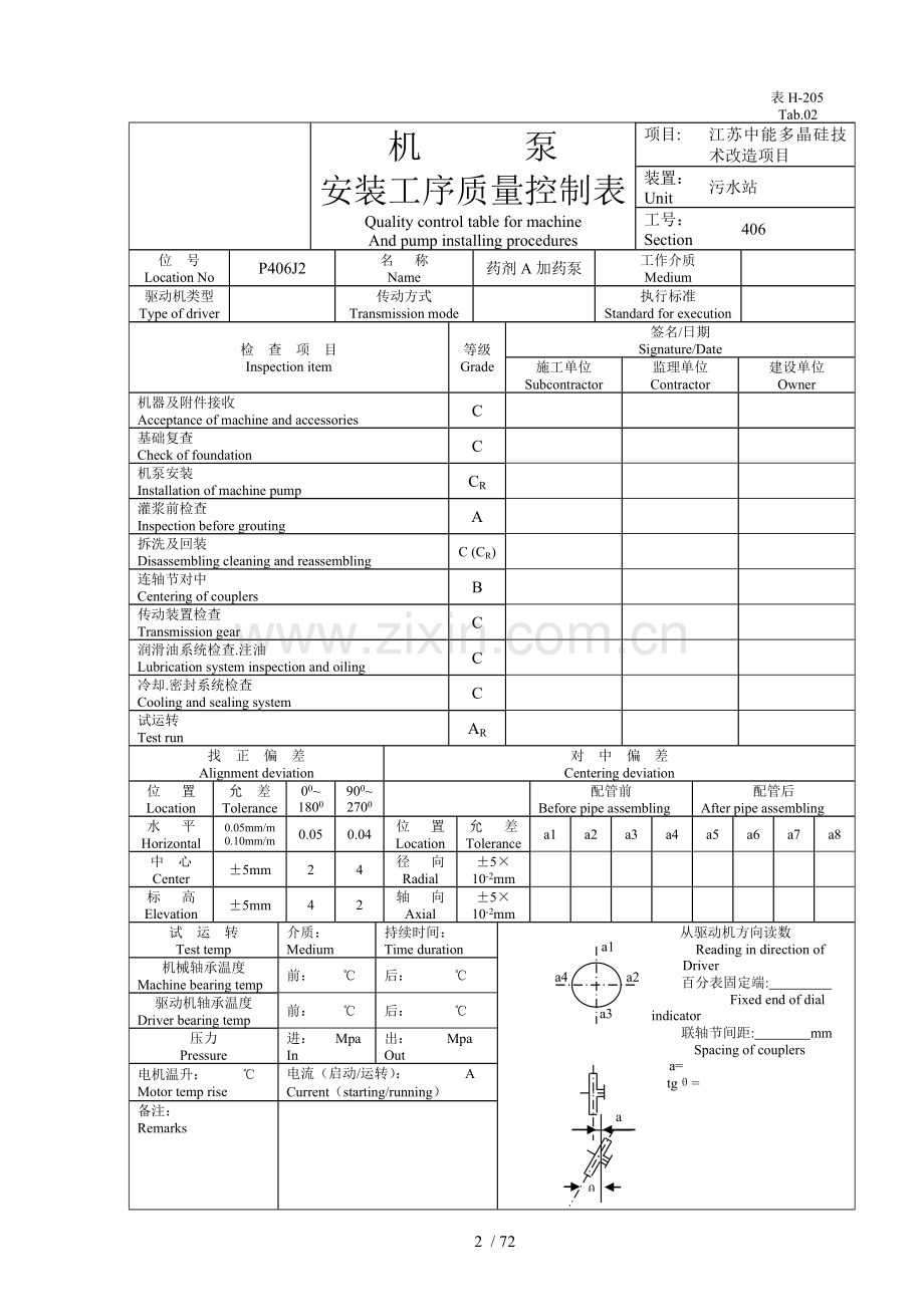 污水站工业泵安装质量控制表.doc_第2页