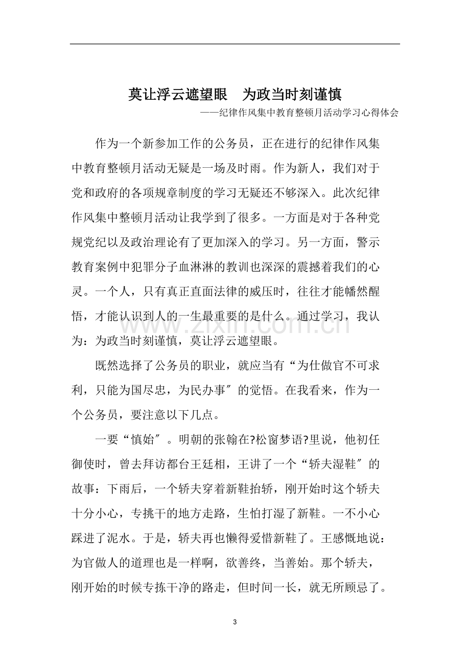 纪律作风集中教育整顿心得体会.docx_第3页