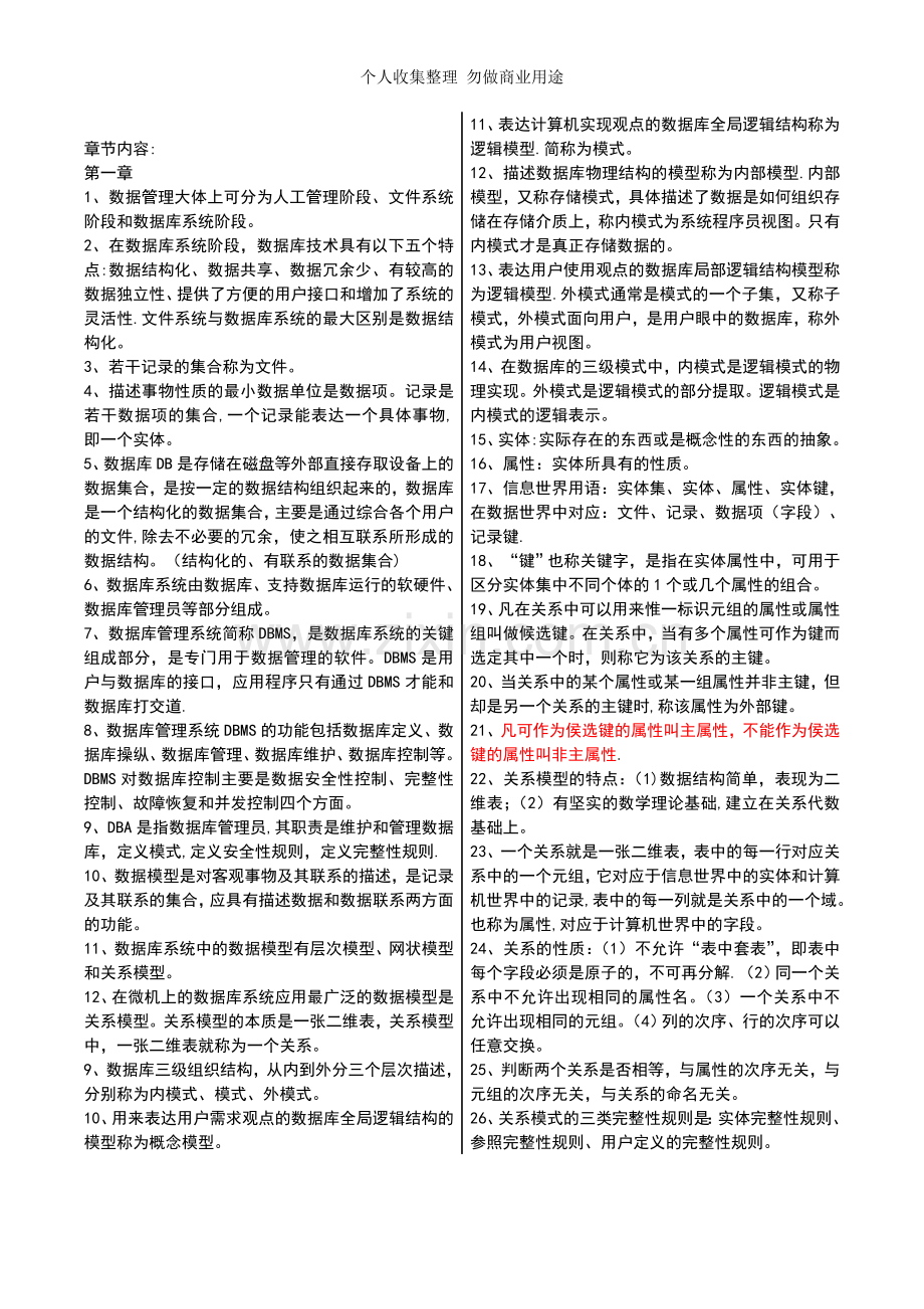 数据库及其应用-重点复习资料.代码02120.doc_第1页