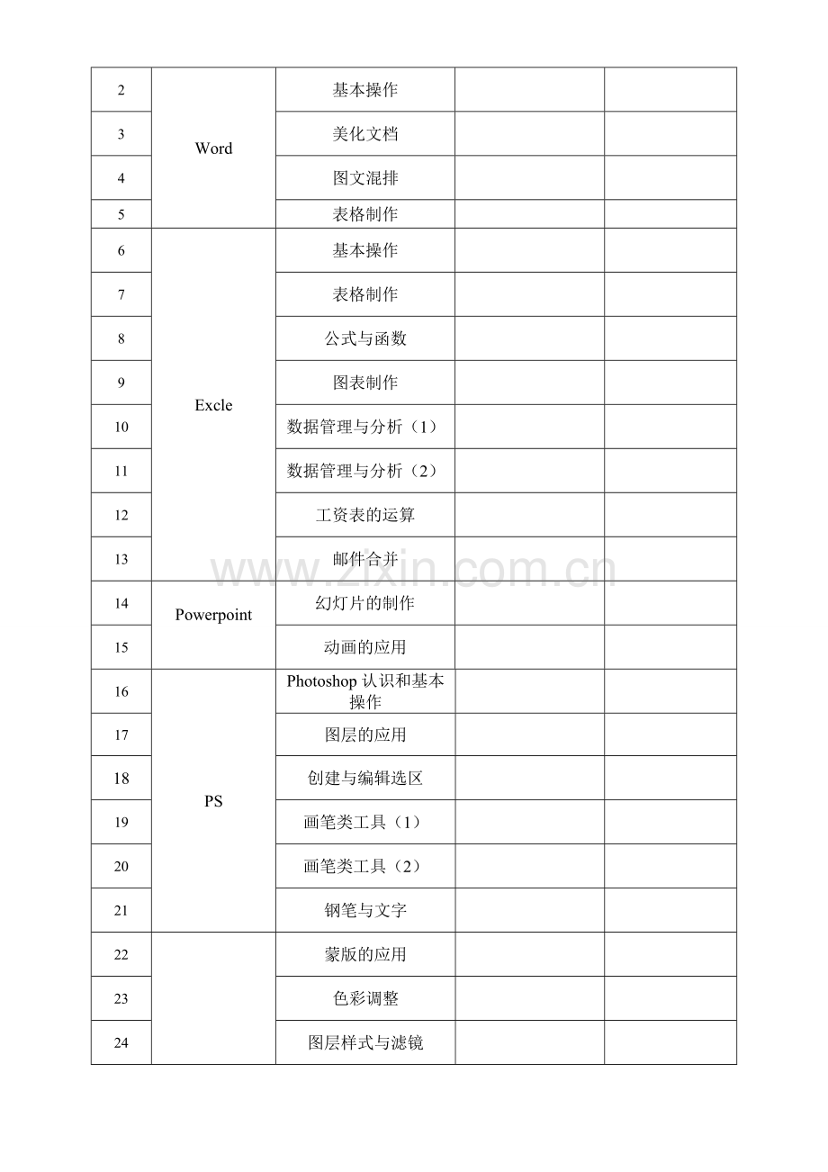 龙华华润万家天虹大润发附近电脑办公软件培训计划表.doc_第2页