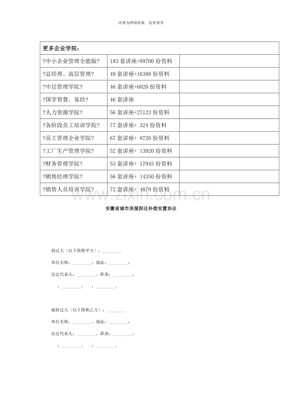 安徽省城市房屋拆迁补偿安置协议书.doc_第1页