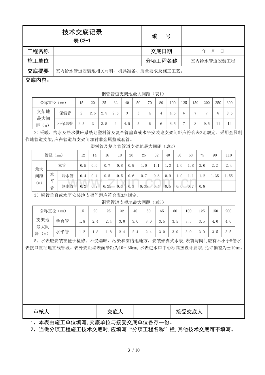 室内给水管道安装技术交底记录.doc_第3页