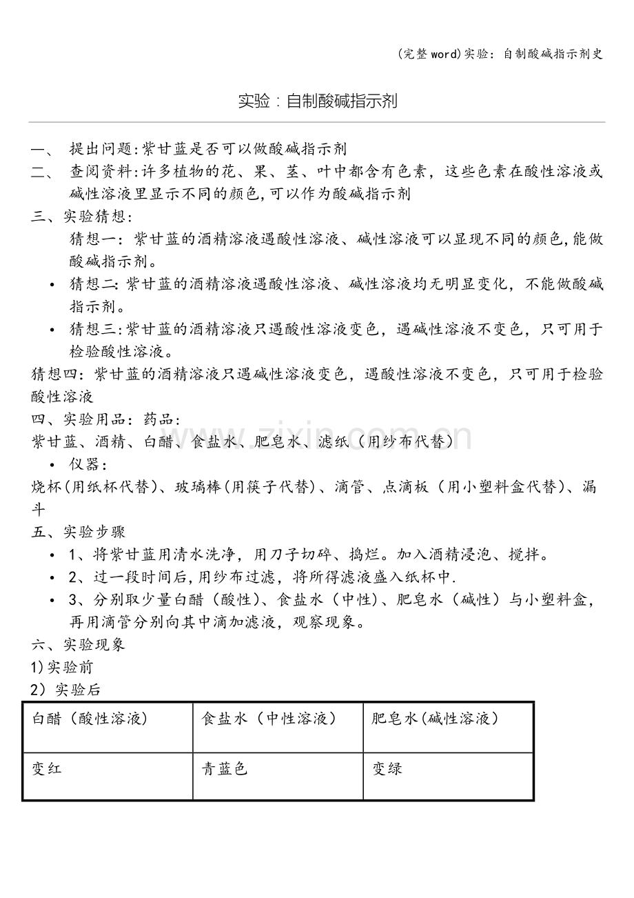 实验：自制酸碱指示剂史.doc_第1页