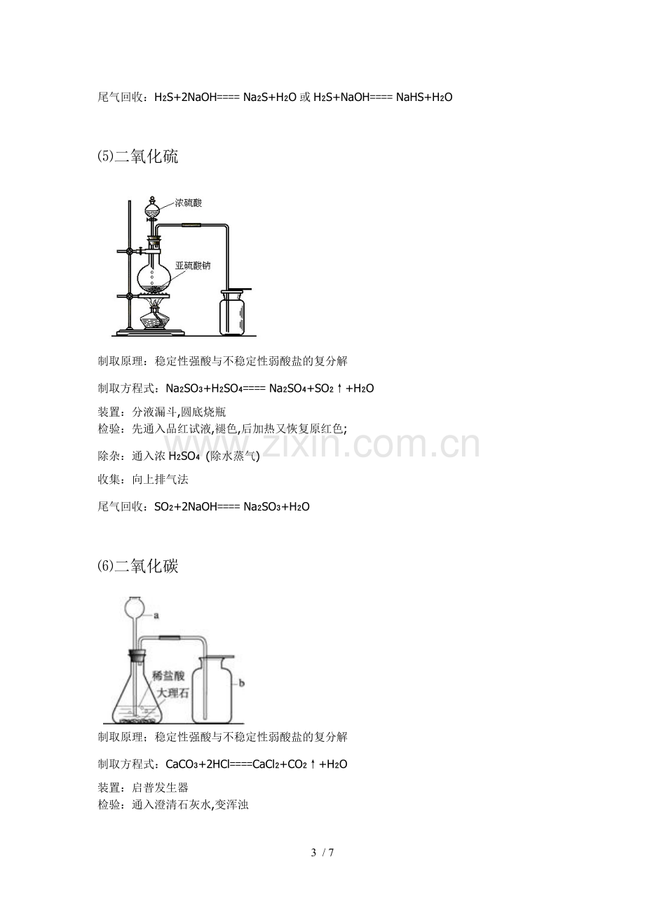 高中化学常见气体制取装置图和方程式.doc_第3页