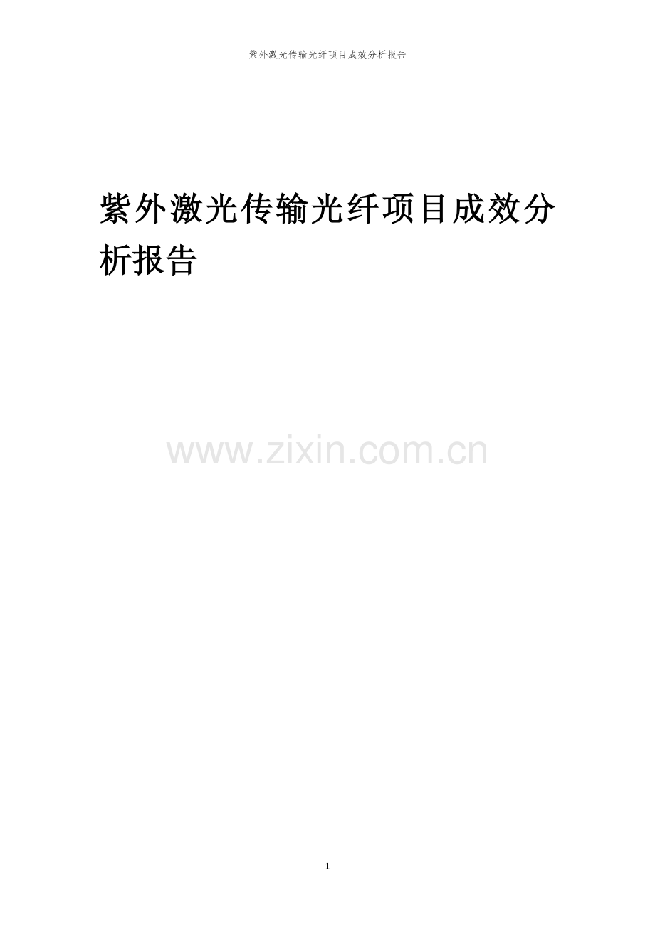 紫外激光传输光纤项目成效分析报告.docx_第1页