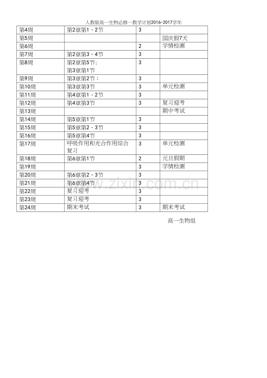 人教版高一生物必修一教学计划2016-2017学年.docx_第3页