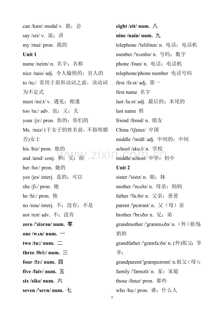 人教版初中全部英语单词表(含音标).doc_第2页