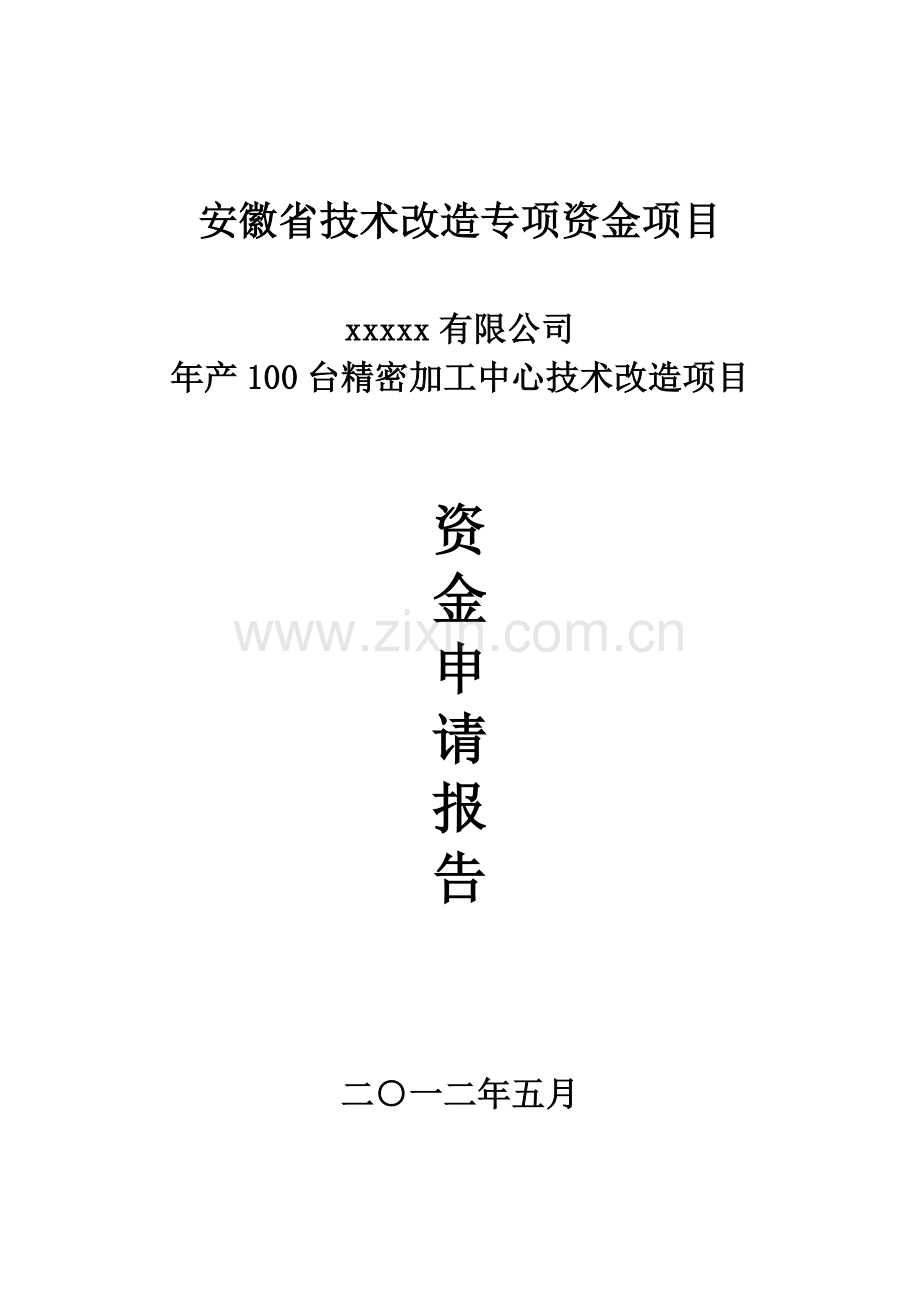 年产100台精密加工中心技术改造项目立项资金申请报告.doc_第1页