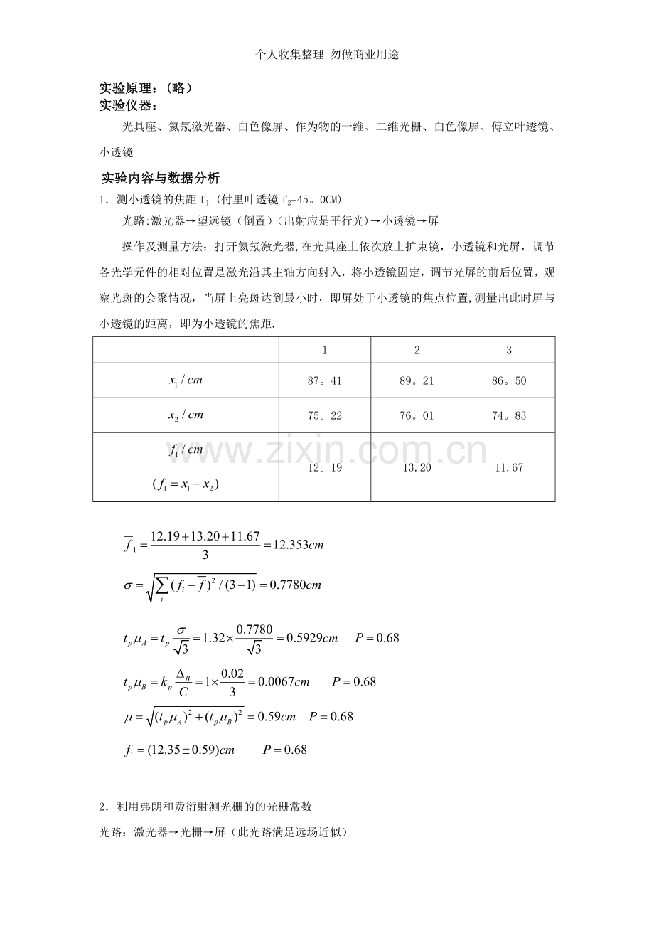 傅里叶光学实验报告.doc_第1页