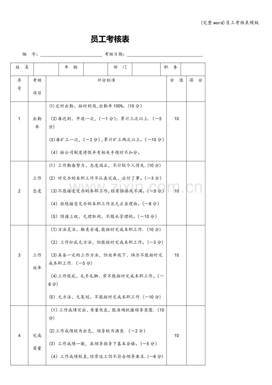 员工考核表模板.doc_第1页