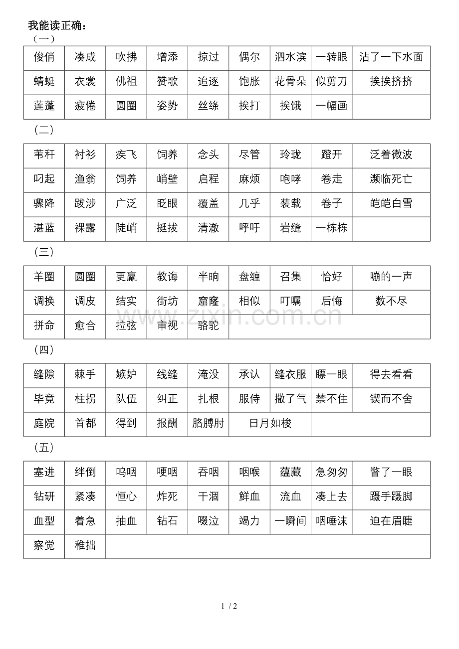 人教语文三下册复习易读错的字词.doc_第1页