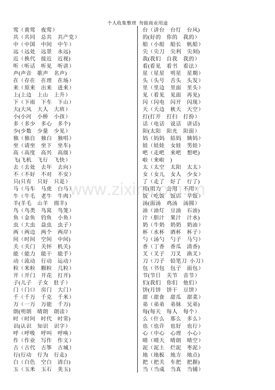 长春版一年级语文上册生字组词.doc_第2页