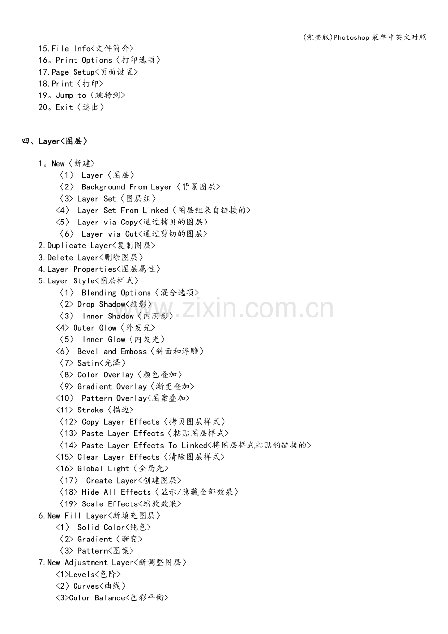 Photoshop菜单中英文对照.doc_第2页