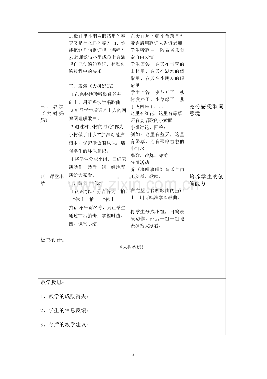 小学二年级音乐下册教案全案表格式--教案学案.doc_第2页