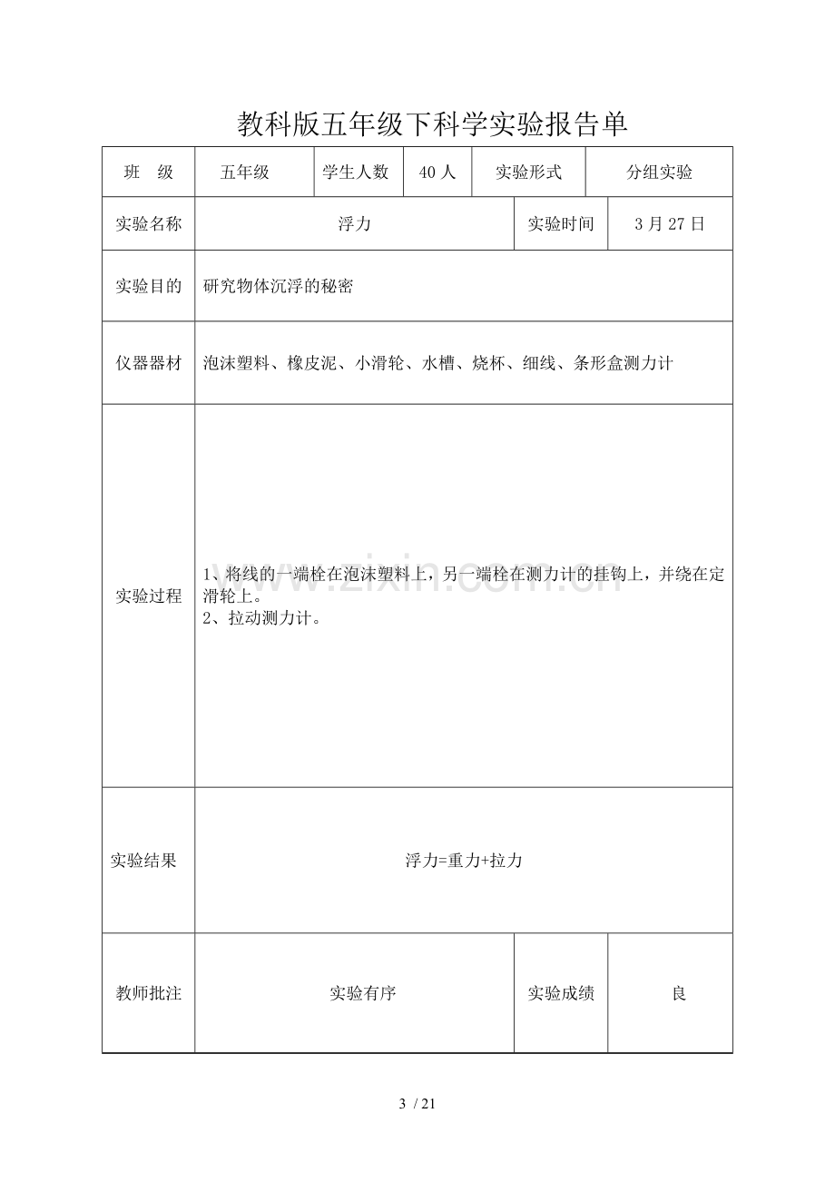 教科新版五年级下科学全册实验报告.doc_第3页