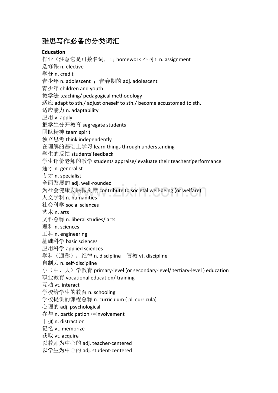 雅思写作必备分类词汇(最).doc_第1页