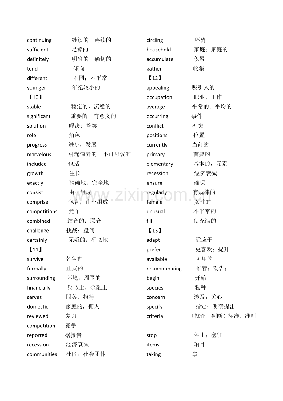 历年英语四级选词填空高频词汇.doc_第3页