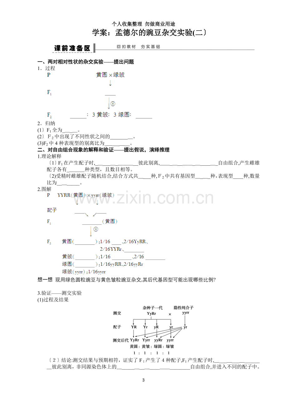 学案孟德尔的豌豆杂交实验.doc_第3页